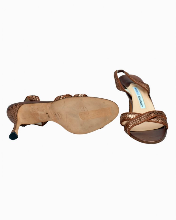 Sandália Manolo Blahnik Original Callasli Cobre Feminino